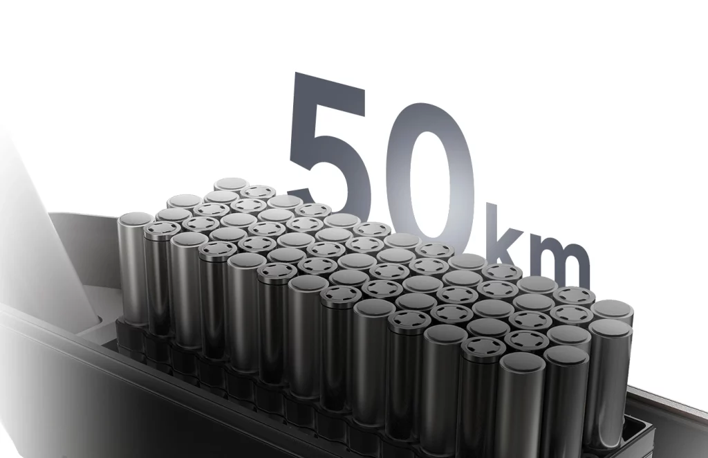 Akár 50 km-es hatótávolságot biztosít