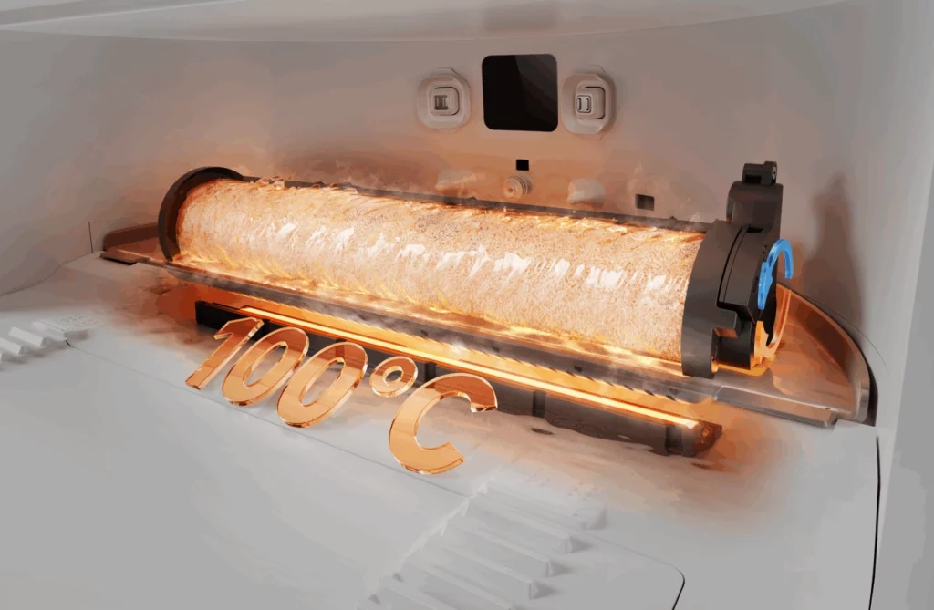 100 Celsius fokos forró vízzel tudja kimosni a piszkos felmosóhengert